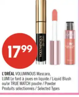 Pharmaprix L'ORÉAL VOLUMINOUS Mascara, Liquid Blush or TRUE MATCH Powder offer