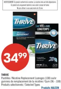 Pharmaprix THRIVE Nicotine Replacement Lozenges (108) or Gum (96 - 108) offer