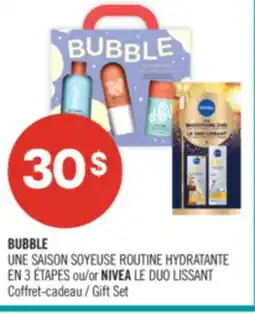 Pharmaprix BUBBLE UNE SAISON SOYEUSE ROUTINE HYDRATANTE or NIVEA LE DUO LISSANT Gift Set offer