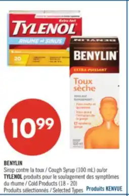 Pharmaprix BENYLIN Cough Syrup (100 mL) or TYLENOL Cold Products (18 - 20) offer