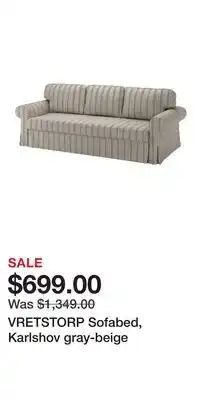 IKEA VRETSTORP Sofabed, Karlshov gray-beige offer