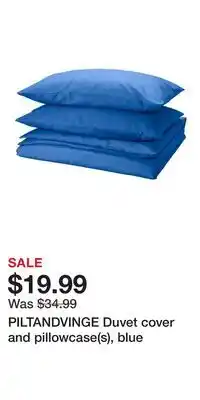 IKEA PILTANDVINGE Duvet cover and pillowcase(s), blue offer