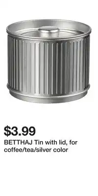 IKEA BETTHAJ Tin with lid, for coffee/tea/silver color offer