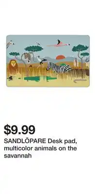 IKEA SANDLÖPARE Desk pad, multicolor animals on the savannah offer
