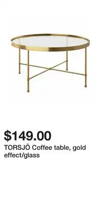 IKEA TORSJÖ Coffee table, gold effect/glass offer