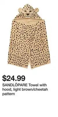 IKEA SANDLÖPARE Towel with hood, light brown/cheetah pattern offer