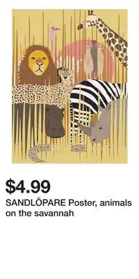 IKEA SANDLÖPARE Poster, animals on the savannah offer