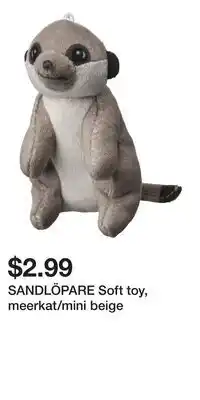 IKEA SANDLÖPARE Soft toy, meerkat/mini beige offer