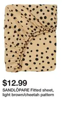 IKEA SANDLÖPARE Fitted sheet, light brown/cheetah pattern offer