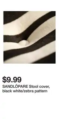 IKEA SANDLÖPARE Stool cover, black white/zebra pattern offer