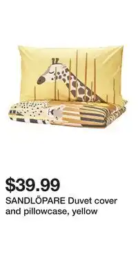 IKEA SANDLÖPARE Duvet cover and pillowcase, yellow offer