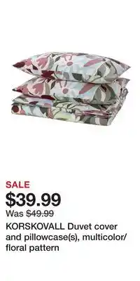 IKEA KORSKOVALL Duvet cover and pillowcase(s), multicolor/floral pattern offer
