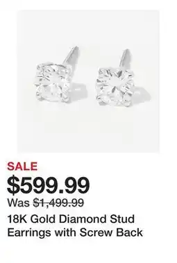 TSC Stores 18K Gold Diamond Stud Earrings with Screw Back offer
