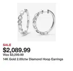 TSC Stores 14K Gold 2.00ctw Diamond Hoop Earrings offer