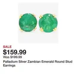 TSC Stores Palladium Silver Zambian Emerald Round Stud Earrings offer
