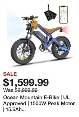 TSC Stores Ocean Mountain E-Bike | UL Approved | 1500W Peak Motor | 15.6Ah Battery | Up to 115km PAS offer