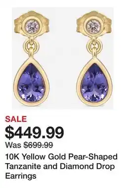 TSC Stores 10K Yellow Gold Pear-Shaped Tanzanite and Diamond Drop Earrings offer