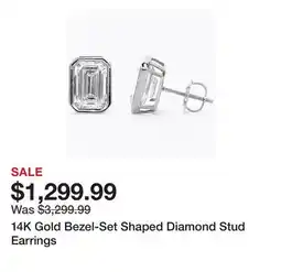 TSC Stores 14K Gold Bezel-Set Shaped Diamond Stud Earrings offer