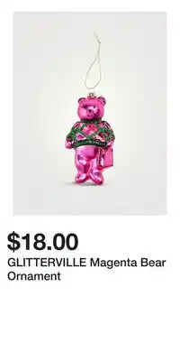 Holt Renfrew GLITTERVILLE Magenta Bear Ornament offer