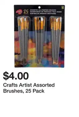 Dollarama Crafts Artist Assorted Brushes, 25 Pack offer