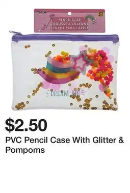 Dollarama PVC Pencil Case With Glitter & Pompoms offer