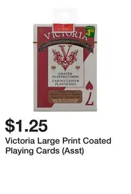 Dollarama Victoria Large Print Coated Playing Cards (Asst) offer