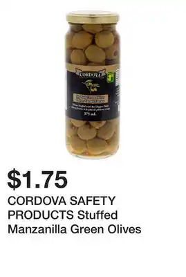Dollarama CORDOVA SAFETY PRODUCTS Stuffed Manzanilla Green Olives offer