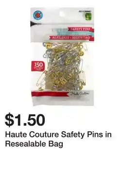 Dollarama Haute Couture Safety Pins in Resealable Bag offer