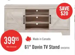 The Brick Davin 61 Rustic TV Stand with Storage and Cable Management for TVs up to 70- Whitewash offer