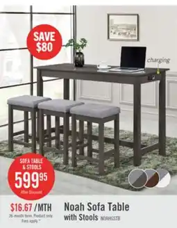 The Brick Noah 60 Modern Dinette with 3 Counter-Height Stools and USB Ports - Grey offer