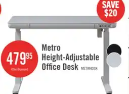 The Brick Metro 47.24 Height-Adjustable Office Desk with Storage and USB Ports - White offer
