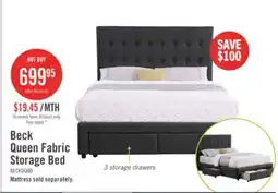 The Brick Beck Upholstered Storage Bed in Dark Grey Fabric, Button Tufted - Queen Size offer