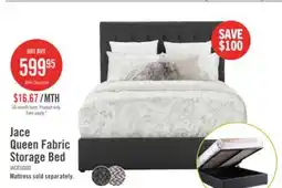 The Brick Jace Upholstered Storage Platform Bed in Grey Fabric, Tufted - Queen Size offer