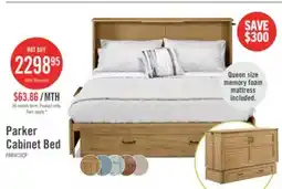 The Brick Parker Cabinet Bed with Memory Foam Mattress, Brown - Queen Size offer