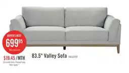 The Brick Valley 83.5 Fabric Sofa with Rubberwood Base and Legs - Grey offer