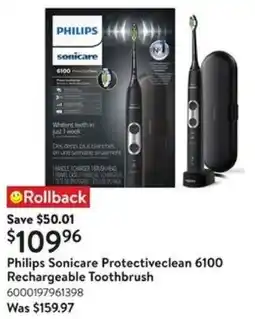 Walmart Philips Sonicare Protectiveclean 6100 Rechargeable Toothbrush offer