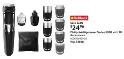 Walmart Philips Multigroomer Series 3000 with 10 Accessories offer