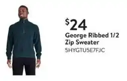 Walmart George Ribbed 1/2 Zip Sweater offer