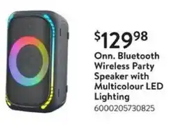 Walmart Onn. Bluetooth Wireless Party Speaker with Multicolour LED Lighting offer