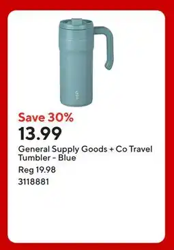 Staples General Supply Goods + Co Travel Tumbler - Blue offer