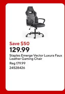Staples Staples Emerge Vector Luxura Faux Leather Gaming Chair offer