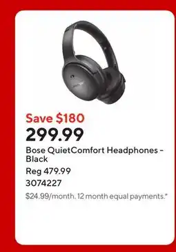 Staples Bose QuietComfort Headphones - Black offer