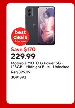 Staples Motorola MOTO G Power 5G - 128GB - Midnight Blue - Unlocked offer