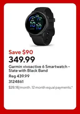 Staples Garmin vivoactive 6 Smartwatch - Slate with Black Band offer