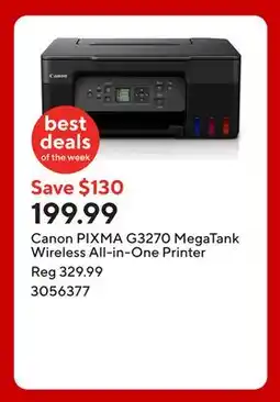 Staples Canon PIXMA G3270 MegaTank Wireless All-in-One Printer offer