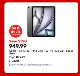 Staples Apple iPad Air 13 - M3 Chip - Wi-Fi - 128 GB - Space Grey offer