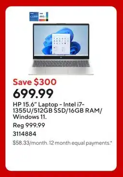 Staples HP 15.6 Laptop - Intel i7-1355U/512GB SSD/16GB RAM/Windows 11 offer