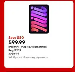 Staples iPad mini - Purple (7th generation) offer
