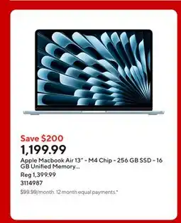 Staples Apple Macbook Air 13 - M4 Chip - 256 GB SSD - 16 GB Unified Memory - Sky Blue - English offer