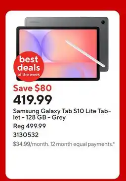 Staples Samsung Galaxy Tab S10 Lite Tablet - 128 GB - Grey offer